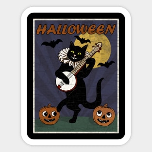 Vintage Cat Playing Banjo Sticker